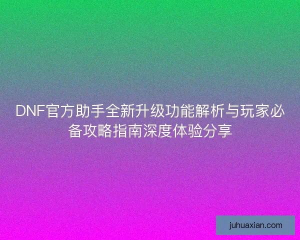 DNF官方助手全新升级功能解析与玩家必备攻略指南深度体验分享